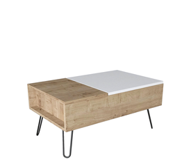 Τραπεζάκι Σαλονιού LIMNOS Φυσικό/Λευκό Μοριοσανίδα/Μελαμίνη 80x50x39cm