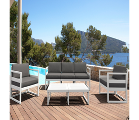 MYKONOS SET 3ΘΕΣ.WHITE ΜΕ ΜΑΞ.(3ΘΕΣ.+2ΠΟΛ.+ΤΡΑΠ 130εκ.)