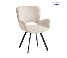 VETA Πολυθρόνα Περιστρεφόμενη, Μέταλλο Βαφή Μαύρο, Ύφασμα Μπεζ