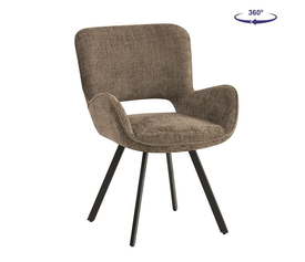 VETA Πολυθρόνα Περιστρεφόμενη, Μέταλλο Βαφή Μαύρο, Ύφασμα Καφέ
