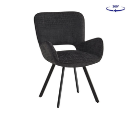 VETA Πολυθρόνα Περιστρεφόμενη, Μέταλλο Βαφή Μαύρο, Ύφασμα Μαύρο