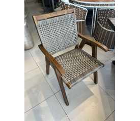 Ξύλινη Πολυθρόνα Acacia Wood Με Rattan 63Χ57Χ90