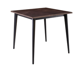 VIDAL Τραπέζι Μέταλλο Βαφή Μαύρο, Επιφάνεια 80x80cm/20mm Κ/Π Εμποτισμού Καρυδί
