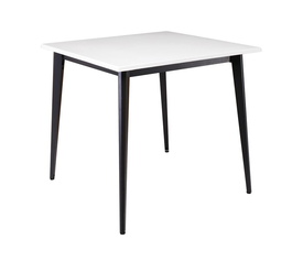 VIDAL Τραπέζι Μέταλλο Βαφή Μαύρο, Επιφάνεια 80x80cm/20mm Κ/Π Εμποτισμού Λάκα Άσπρο