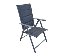 YARD Πολυθρόνα Κήπου-Βεράντας, Πτυσσόμενη, Μέταλλο Βαφή Ανθρακί - Padded Textilene