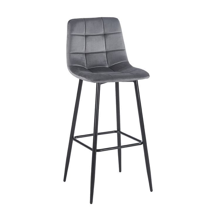 Σκαμπό Μπαρ Velvet Grey Μεταλλικό Μαύρο 45x42x75-110εκ.