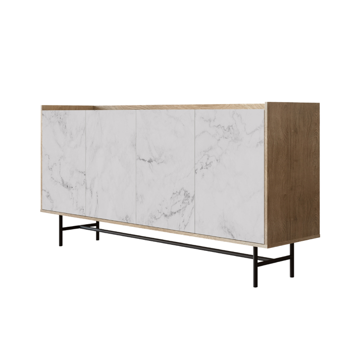 STOCKHOLM ΜΠΟΥΦΕΣ SONOMA DECAPE ΛΕΥΚΟ ΜΕ ΟΨΗ ΜΑΡΜΑΡΟΥ 161x39.5x80