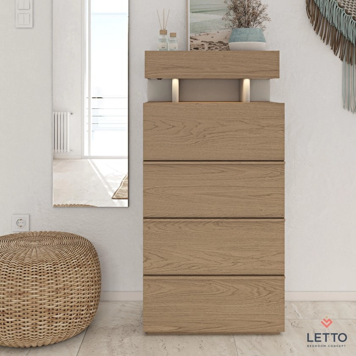 ASCOTT Συρταριέρα με 5 Συρτάρια και LED Ελληνικής Κατασκευής 60x42.5xH115cm 