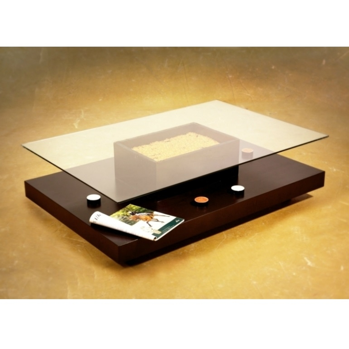 Τραπεζάκι Σαλονιού MDF Δρυς / Κρύσταλλο 120x80xH36cm