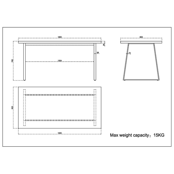 PLEGMA ΤΡΑΠΕΖΙ SONOMA ΜΑΥΡΟ 160x80x76