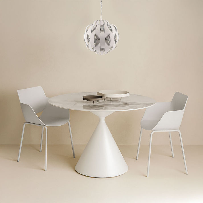 ATRIUM ΤΡΑΠΕΖΙ ΛΕΥΚΟ ΜΕ ΟΨΗ ΜΑΡΜΑΡΟΥ 110x110x76cm