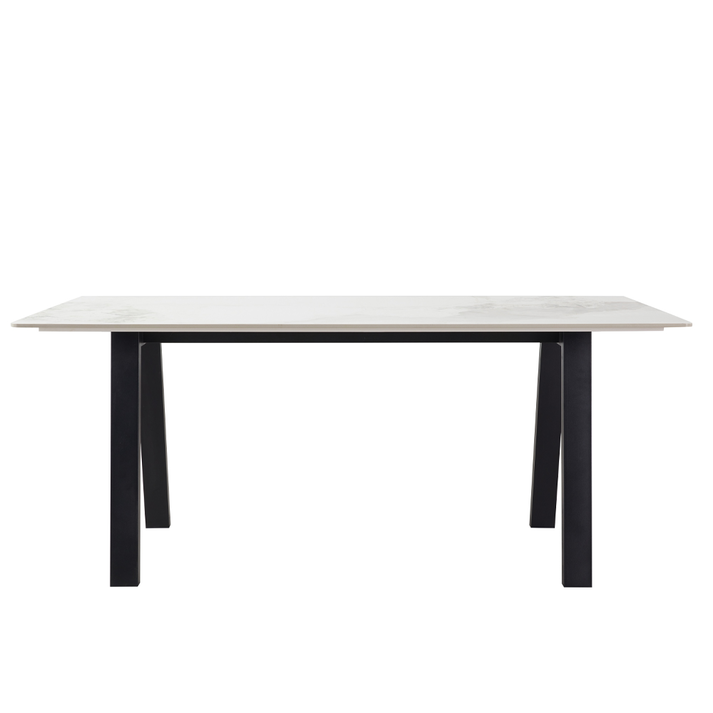 NOTTE ΤΡΑΠΕΖΙ ΛΕΥΚΟ ΠΕΤΡΑ ΜΑΥΡΟ 180x90x76cm