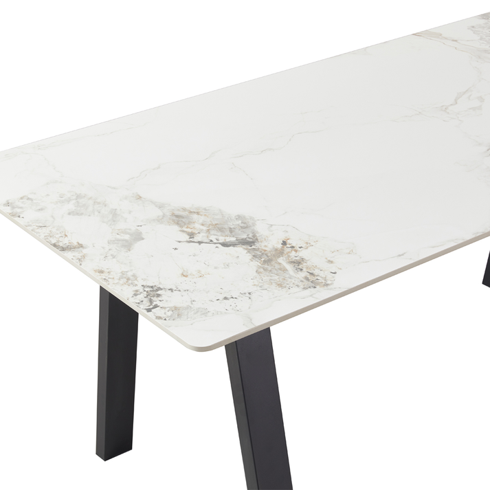 NOTTE ΤΡΑΠΕΖΙ ΛΕΥΚΟ ΠΕΤΡΑ ΜΑΥΡΟ 180x90x76cm