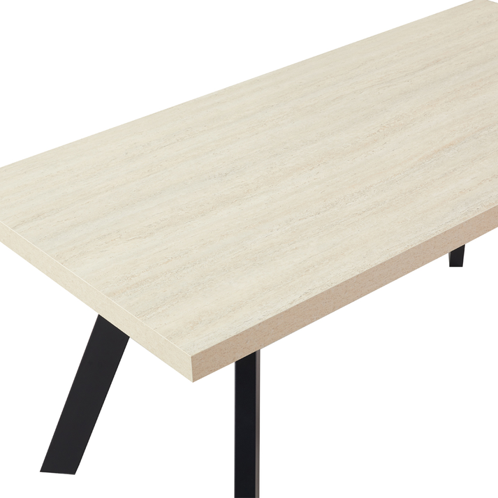 LITHOS ΤΡΑΠΕΖΙ BEIGE ΜΑΥΡΟ 160x80x76cm