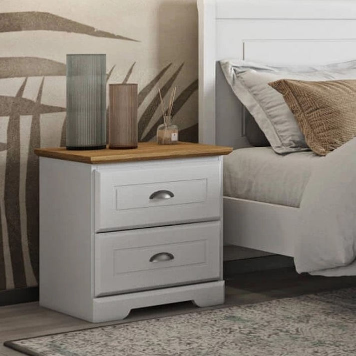 LAND Κομοδίνο με 2 Συρτάρια Ελληνικής Κατασκευής 53x44xH55cm