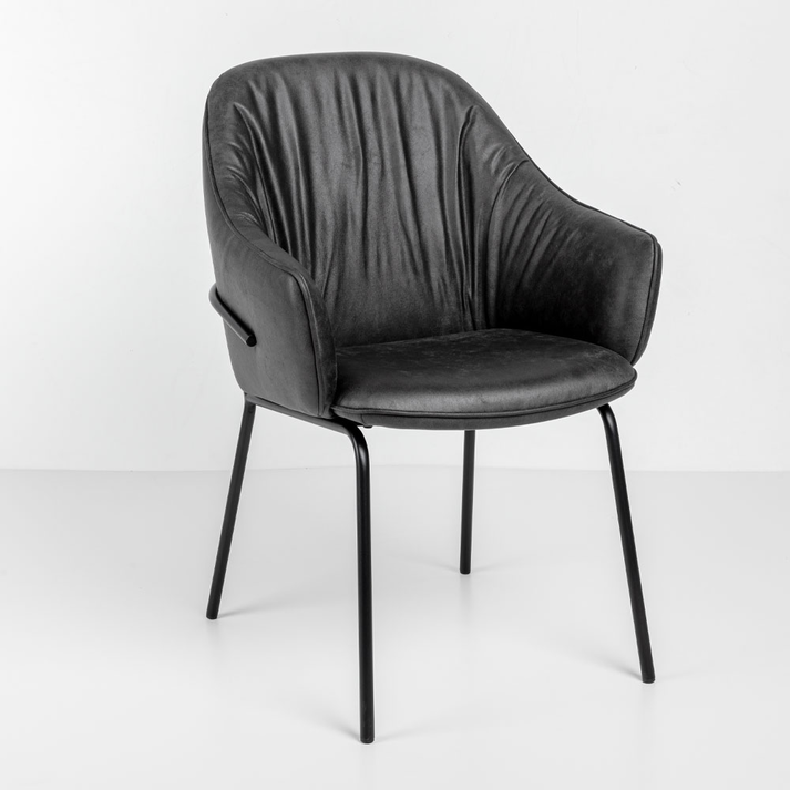 Tosca καρέκλα πολυθρόνα γκρι μαύρο ματ 62x63x90.5cm