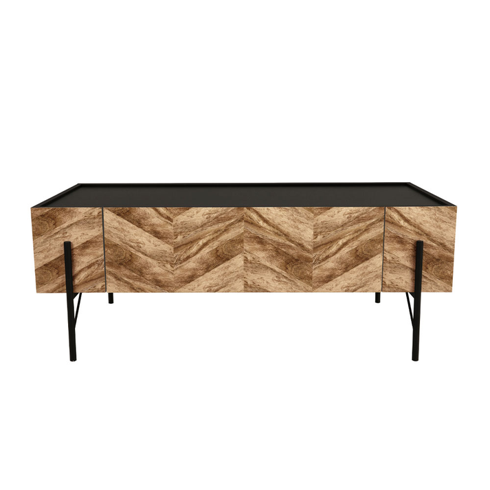 Parke Coffee Table Black Natural with Pattern Black 120x63x45cm