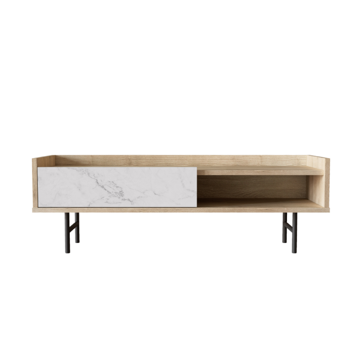 STOCKHOLM COFFEE TABLE SONOMA DECAPE ΛΕΥΚΟ ΜΕ ΟΨΗ ΜΑΡΜΑΡΟΥ ΜΑΥΡΟ 120x59x40cm