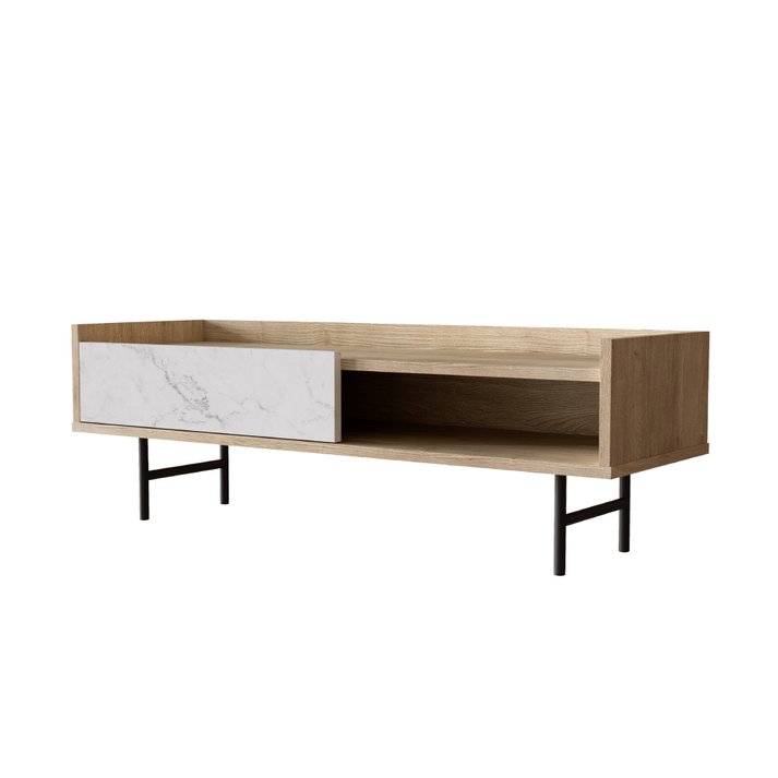 STOCKHOLM COFFEE TABLE SONOMA DECAPE ΛΕΥΚΟ ΜΕ ΟΨΗ ΜΑΡΜΑΡΟΥ ΜΑΥΡΟ 120x59x40cm