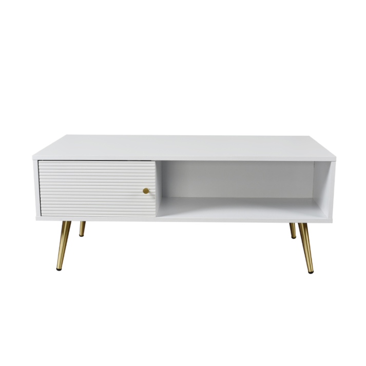 ZIZEL COFFEE TABLE 1ΠΟΡΤΑ ΛΕΥΚΟ ΜΕ PATTERN ΧΡΥΣΟ 100x50x42cm