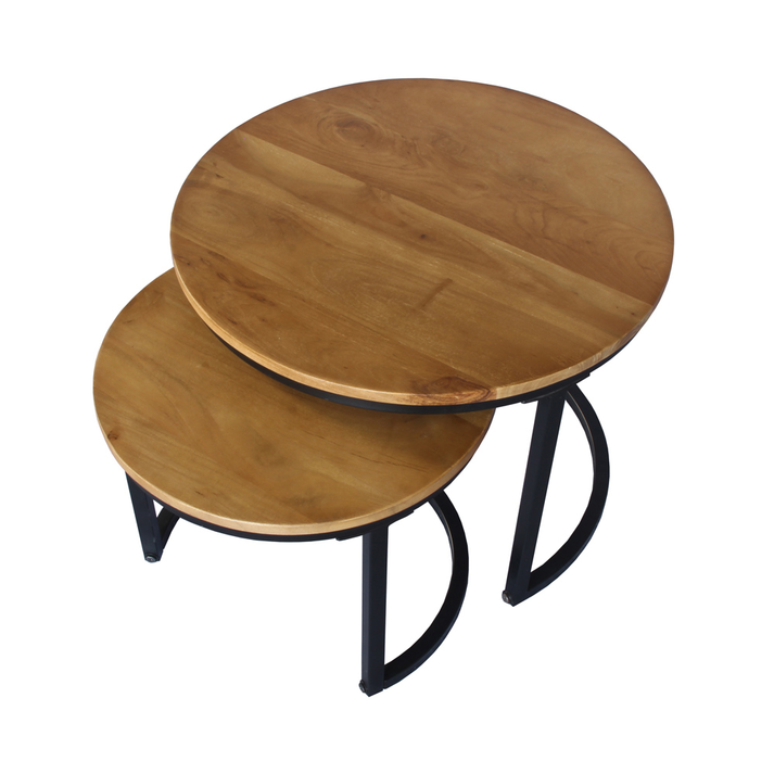 MATE COFFEE TABLE SET 2ΤΕΜ ΚΑΡΥΔΙ ΜΑΥΡΟ Ø54xH42cm