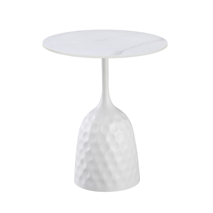 Snow Side Table White Marble Look 50x50x61 cm