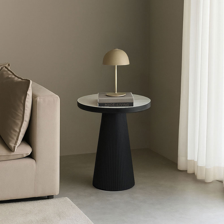 LAMP SIDE TABLE ΛΕΥΚΟ ΜΑΥΡΟ 41x41x63.5cm
