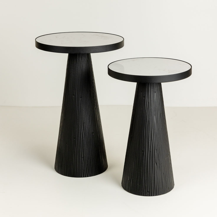 LAMP SIDE TABLE ΛΕΥΚΟ ΜΑΥΡΟ 36x36x55cm