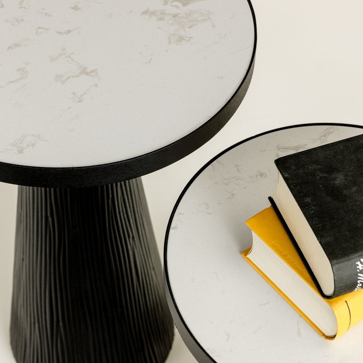 LAMP SIDE TABLE ΛΕΥΚΟ ΜΑΥΡΟ 36x36x55cm