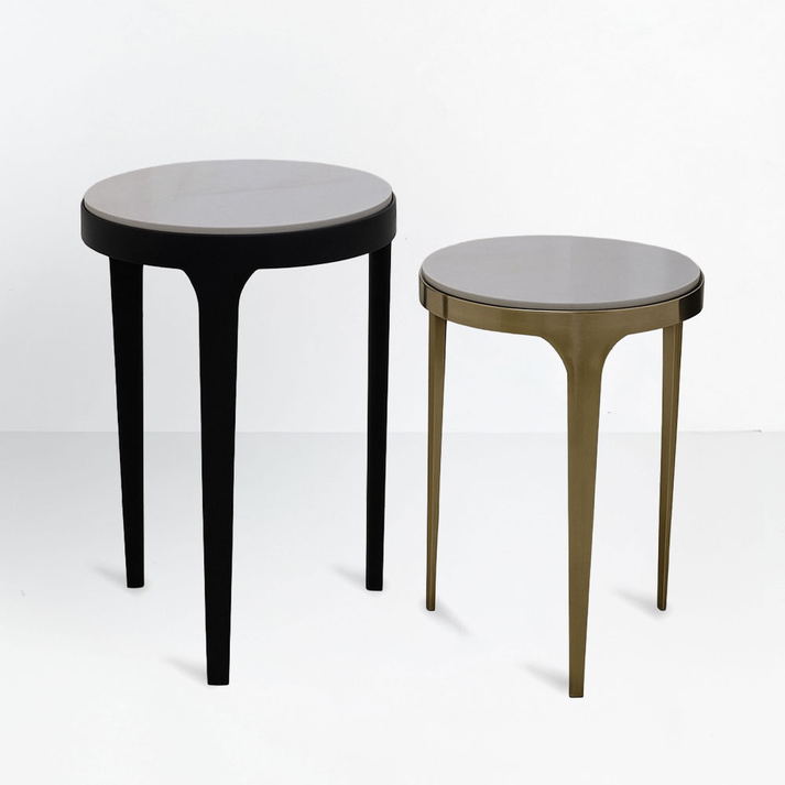 STICKS SIDE TABLE SET 2ΤΕΜ ΛΕΥΚΟ ΜΑΥΡΟ ΧΡΥΣΟ 37x37x54.5cm