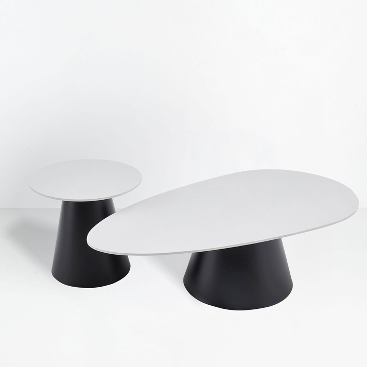 OVO COFFEE TABLE SET 2ΤΕΜ ΛΕΥΚΟ ΜΕ ΟΨΗ ΜΑΡΜΑΡΟΥ ΜΑΥΡΟ 129x69x38cm