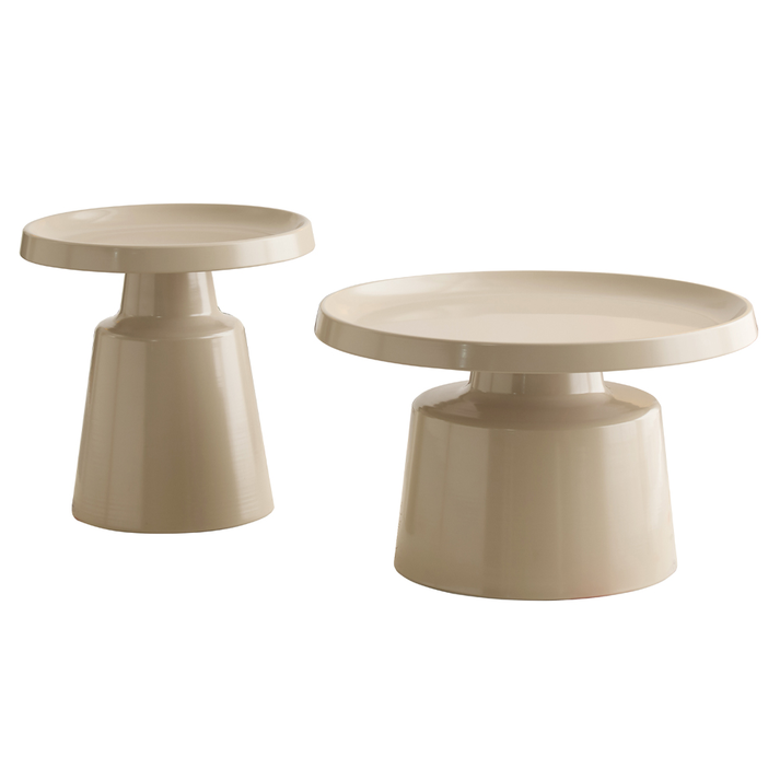 MOUSSE COFFEE TABLE SET 2ΤΕΜ CREAM CREAM 70x70x50cm