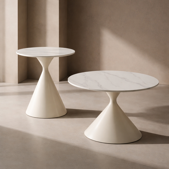 ICE COFFEE TABLE SET 2ΤΕΜ ΑΣΠΡΟ ΑΣΠΡΟ 70x70x40cm