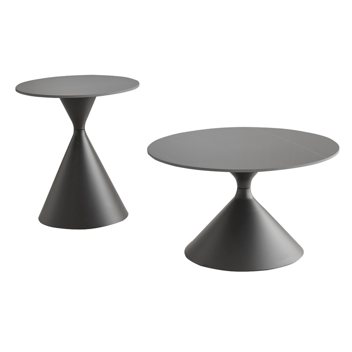 LAVA COFFEE TABLE SET 2ΤΕΜ ΜΑΥΡΟ ΜΑΥΡΟ 70x70x40cm