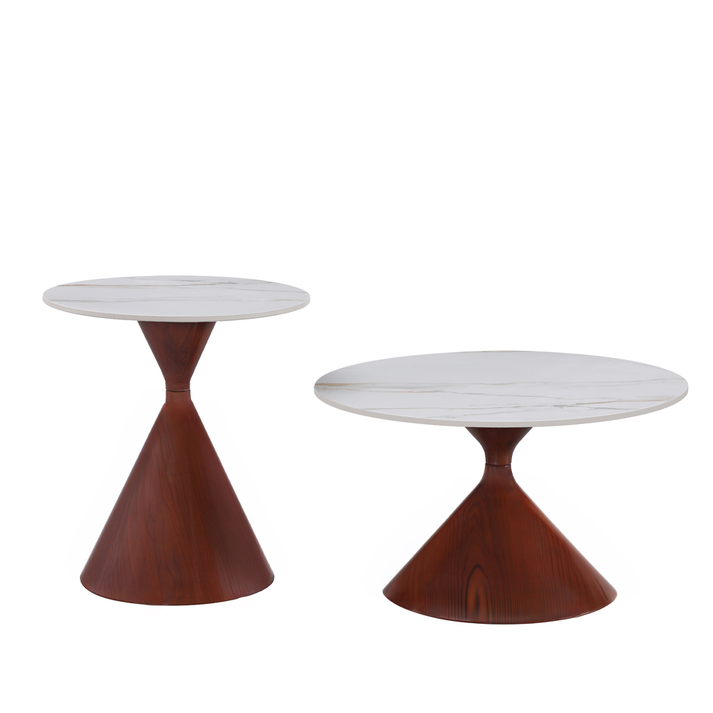 Noisette Coffee Table Set of 2 White Marble-Effect 70x70x40 cm