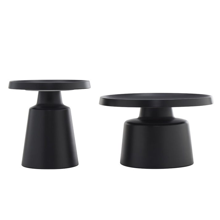 Mousse coffee table set of 2 black matte 70x70x50 cm