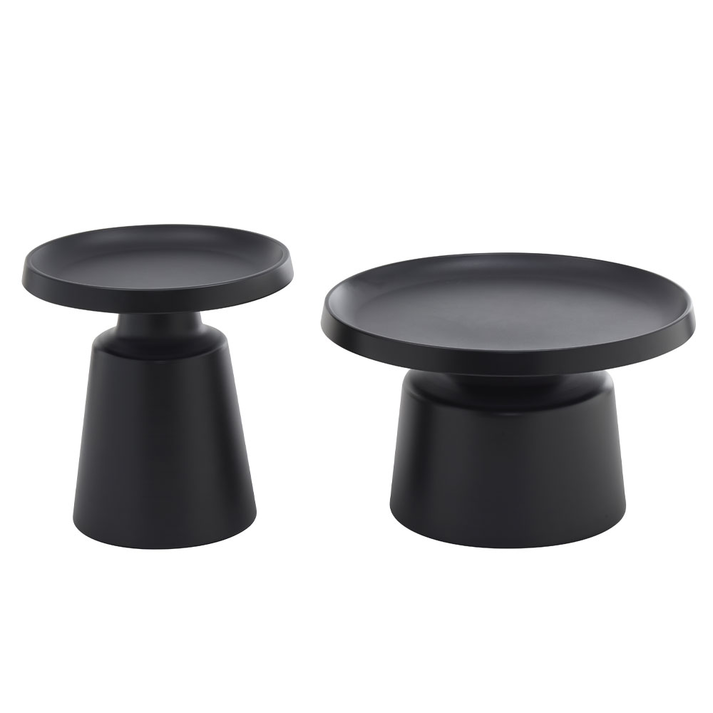 Mousse coffee table set of 2 black matte 70x70x50 cm