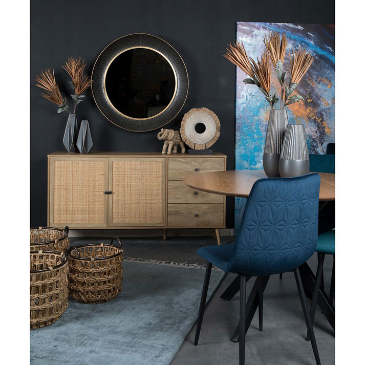AMMOS ΜΠΟΥΦΕΣ 3ΣΥΡΤΑΡΙΑ ΦΥΣΙΚΟ ΜΕ RATTAN 150x39x79