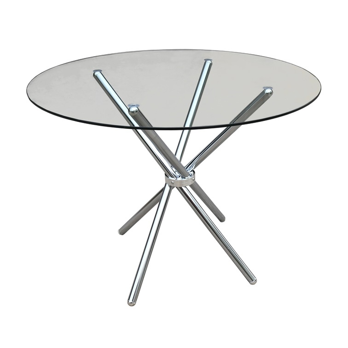 Ύδρα Τραπέζι Ροτόντα Inox / Κρύσταλλο Ø100xH75cm
