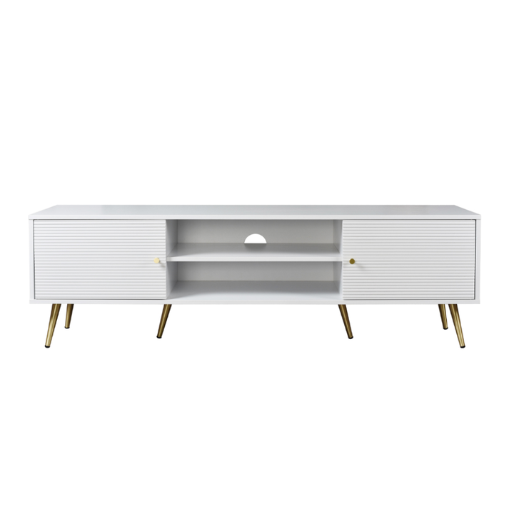 ZIZEL TV STAND 2ΠΟΡΤΕΣ ΛΕΥΚΟ ΜΕ PATTERN ΧΡΥΣΟ 160x39x49cm