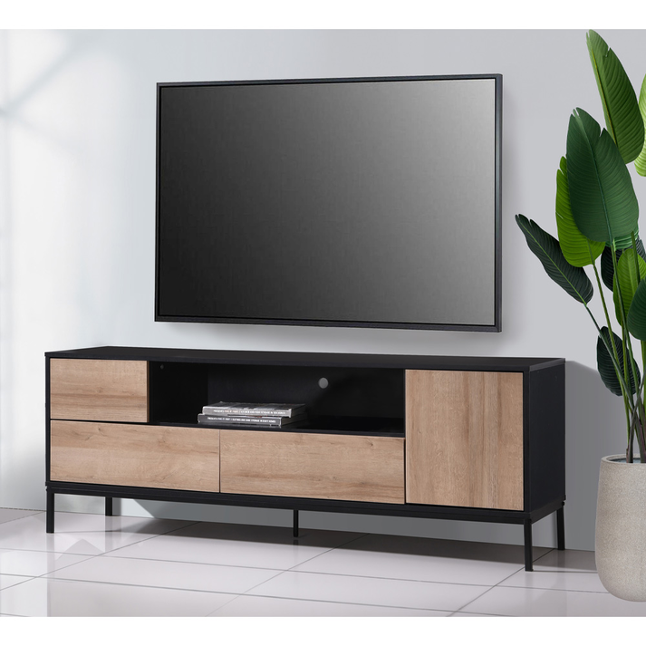 BLACKBIRD TV STAND RIVIERA OAK ΜΑΥΡΟ 160x40.5x58cm