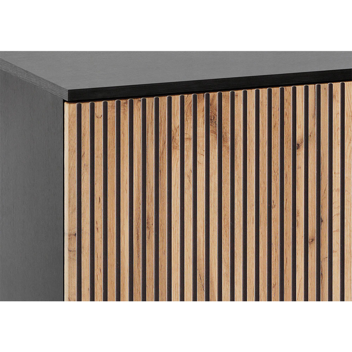 MYSTERY TV STAND 3ΠΟΡΤΕΣ ΦΥΣΙΚΟ ΣΚΟΥΡΟ ΜΑΥΡΟ 154x39x56cm