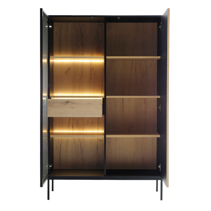 MYSTERY ΒΙΤΡΙΝΑ 2ΠΟΡΤΕΣ ΦΥΣΙΚΟ ΣΚΟΥΡΟ ΜΑΥΡΟ 104x39x166cm