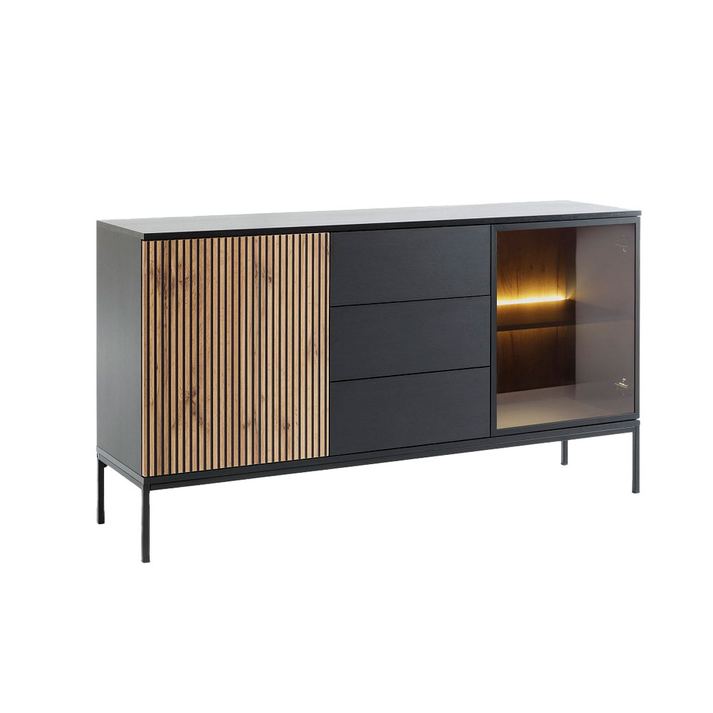 MYSTERY ΜΠΟΥΦΕΣ 2ΠΟΡΤΕΣ 3ΣΥΡΤΑΡΙΑ ΦΥΣΙΚΟ ΣΚΟΥΡΟ ΜΑΥΡΟ 154x39x83cm