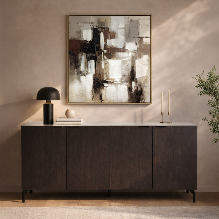 NOTTE ΜΠΟΥΦΕΣ ΜΑΥΡΟ ΛΕΥΚΟ ΠΕΤΡΑ 180x40.5x84cm