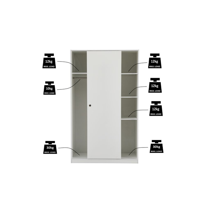 KEY ΝΤΟΥΛΑΠΑ 2ΠΟΡΤΕΣ ΛΕΥΚΟ 120x50x200cm