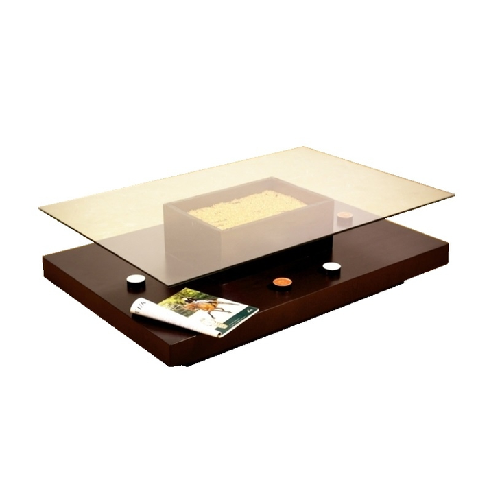 Τραπεζάκι Σαλονιού MDF Δρυς / Κρύσταλλο 120x80xH36cm