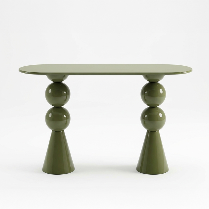 Green Glossy Metal Console Table Nova 120x40x76cm