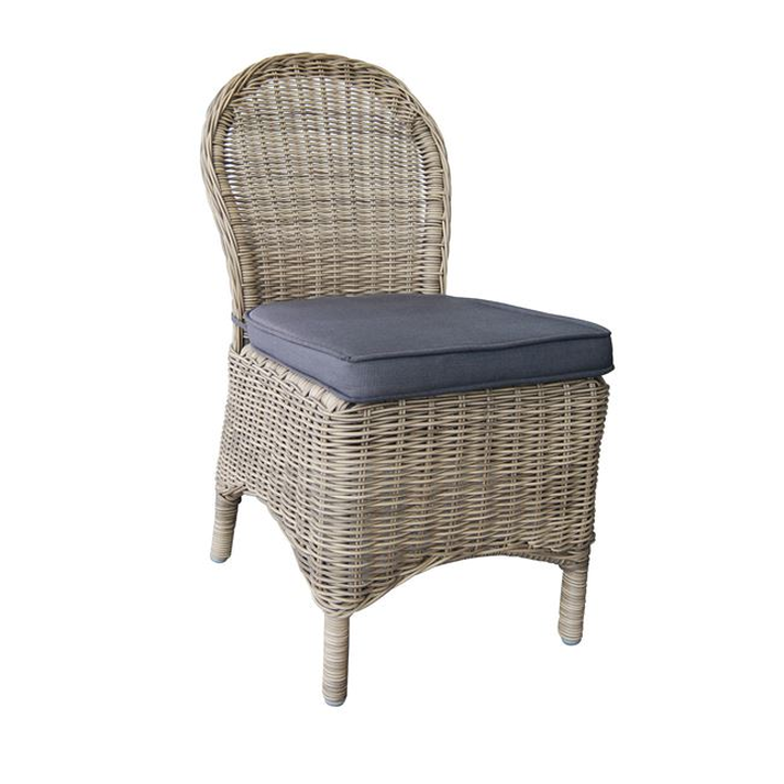 MONTANA Καρέκλα Τραπεζαρίας Κήπου ALU, Φ5mm Round Wicker Grey Brown, Μαξιλάρι Ανθρακί