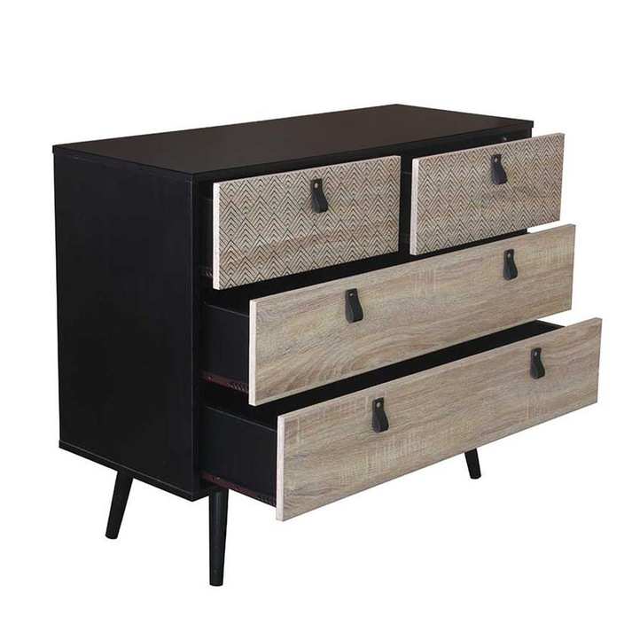 OMNIA ΣΥΡΤΑΡΙΕΡΑ ΜΑΥΡΟ SONOMA ΜΕ PATTERN 98.5x39x81.5cm